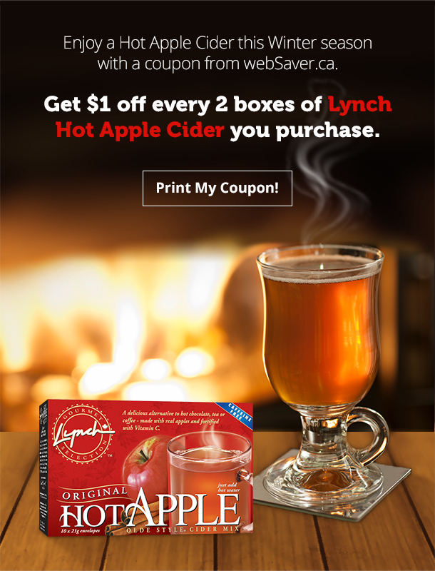 Get $1 off every 2 boxes of Lynch Hot Apple Cider you purchase.